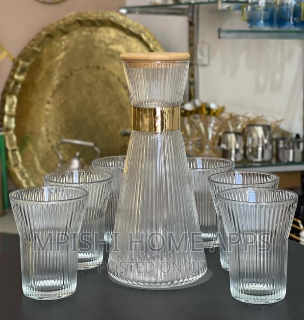 7pc High Quality Borosilicate Vertical Grain Glass Water Set - thumbnail 7