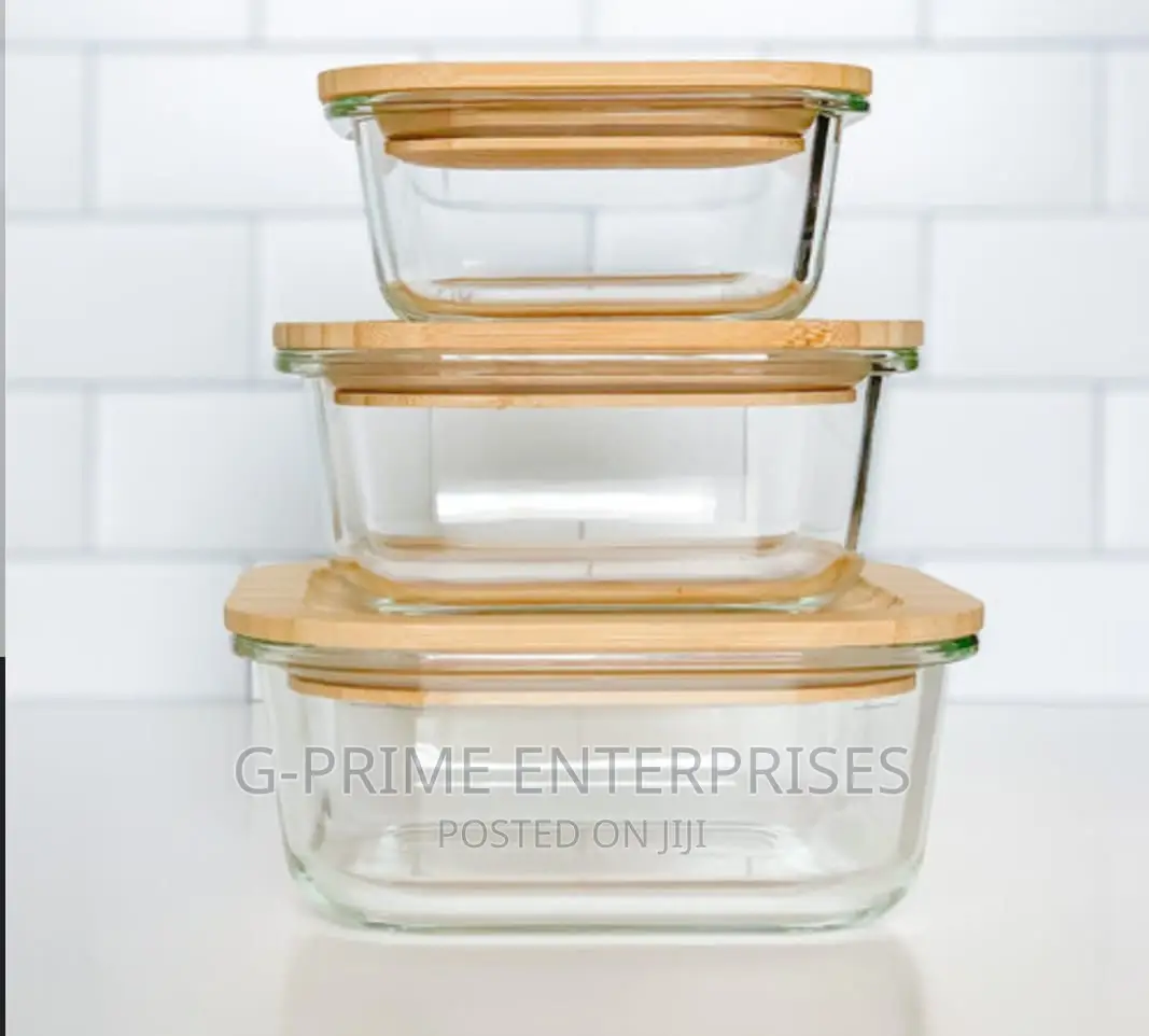 3pcs Glass Bowl Storage Container