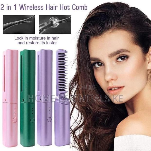 Wireless Hair Straightener Comb Rechargeable Purple, Green