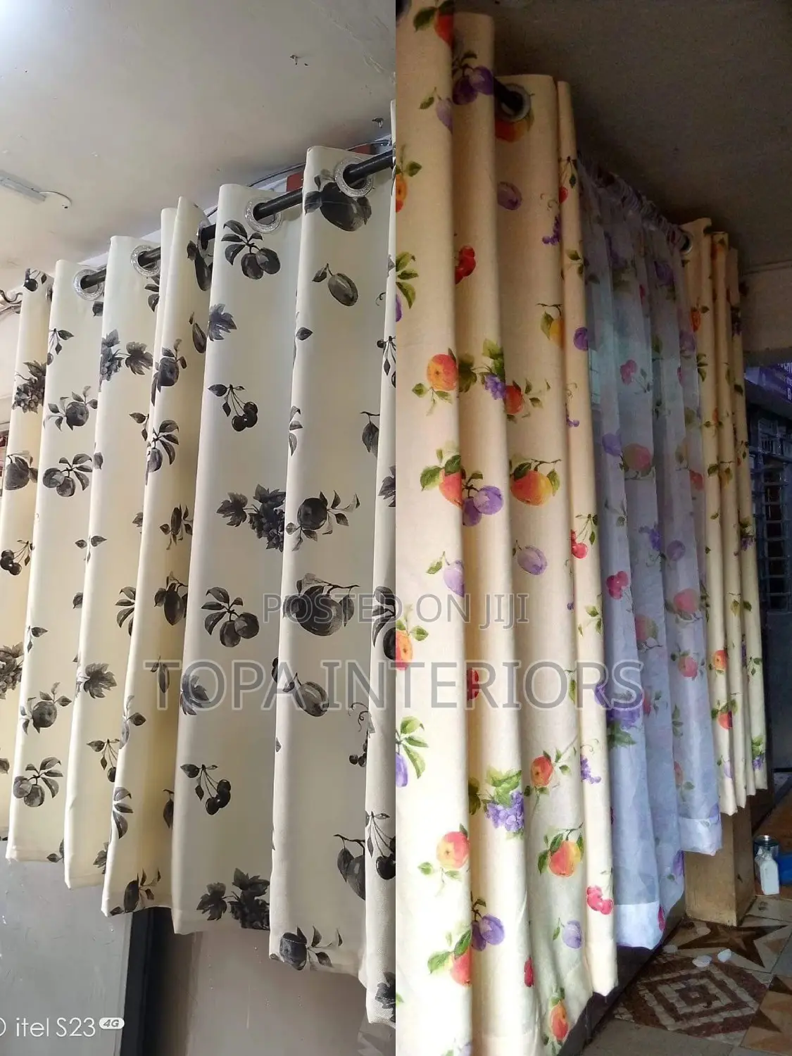 Fruit Themed Short Kitchen Window Curtains for a Standard Window