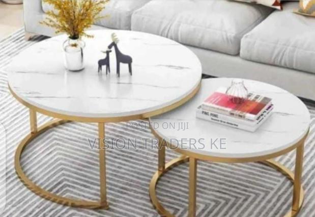 White Nesting Coffee Table Marble Effect-MDF - main view