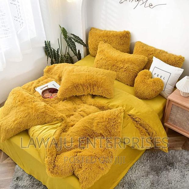 Mustard Fluffy Plush Velvet Duvet Set - main view