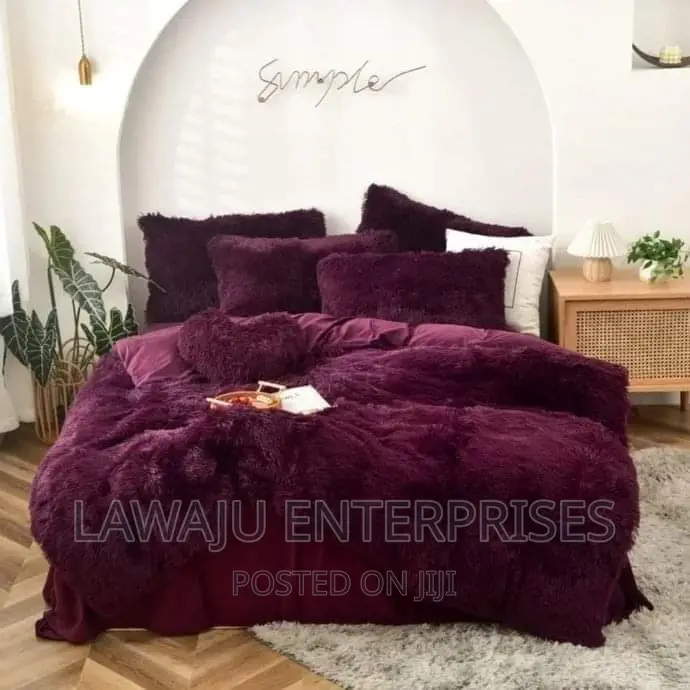 Purple Fluffy Plush Velvet Duvet Set