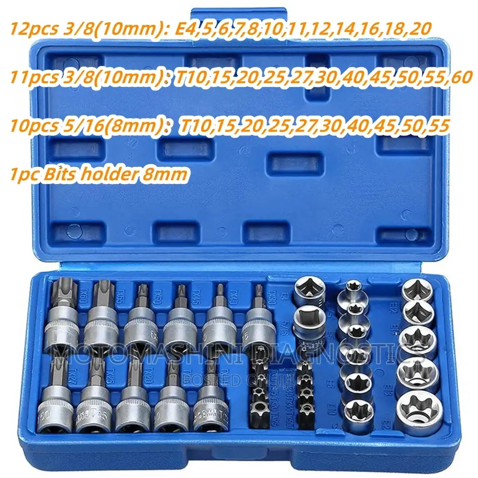 34 Piece Torx Male and Female Set Kit High Quality Etorx and Torx