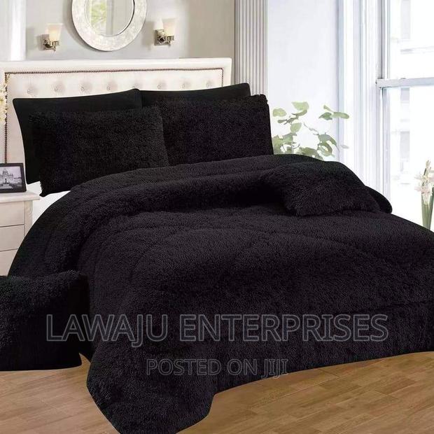 Black Fluffy Plush Velvet Duvet Set - main view