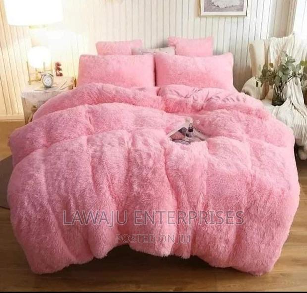 Baby Pink Fluffy Plush Velvet Duvet Set - main view