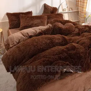 Brown Fluffy Plush Velvet Duvet Set