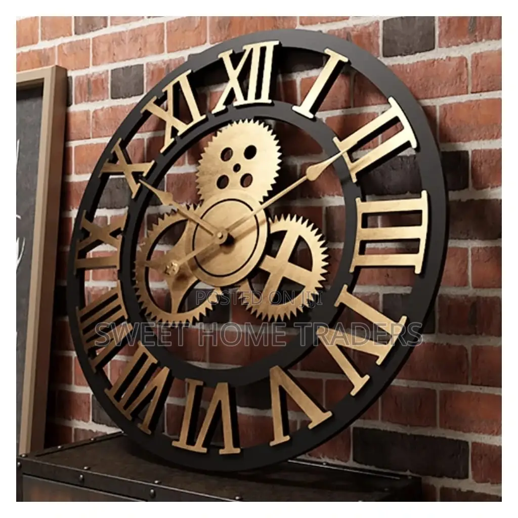 3D Retro Gear Vintage Wall Clocks 