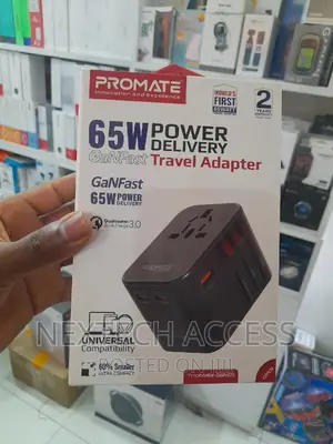 Promate 65W Power Delivery Ganfast Travel Adapter