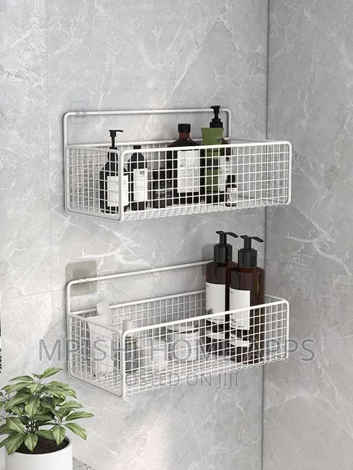 Metallic Rectangular Bathroom Shelf