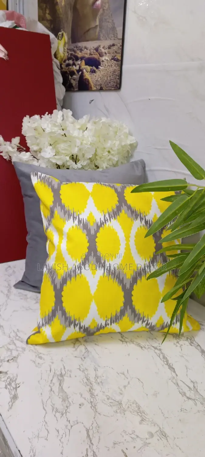 Sofa Cushion Cover Throw Pillow Cover 45 by 45 Grey Mustard