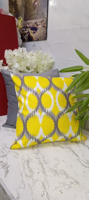 Sofa Cushion Cover Throw Pillow Cover 45 by 45 Grey Mustard