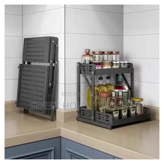 2tier Multifunctional Foldable Kitchen Spice Rack