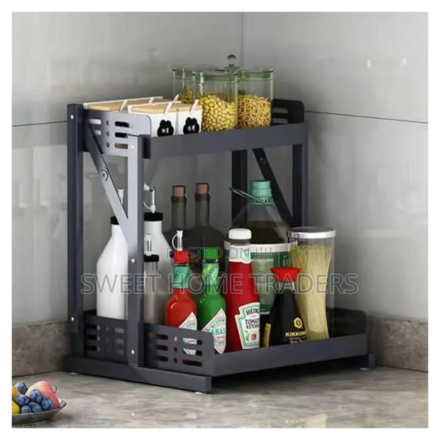 2tier Multifunctional Foldable Kitchen Spice ,Storage Rack