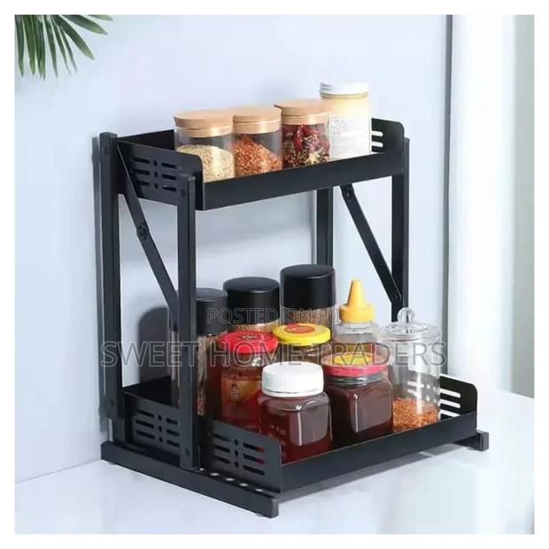 2tier Multifunctional Foldable Kitchen Storage Rack - main view