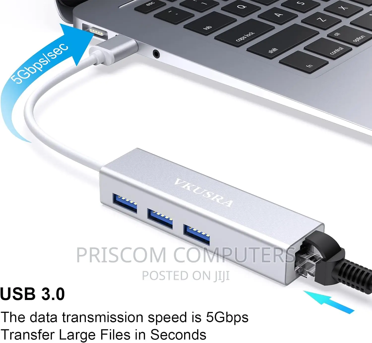 USB 3.0 Multifunction 3 Port Hub With LAN Adapter, Type -C