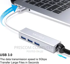 USB 3.0 Multifunction 3 Port Hub With LAN Adapter, Type -C