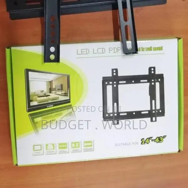 ^Black 14-43 Inch Fixed Wall Mount Stand, LED TV