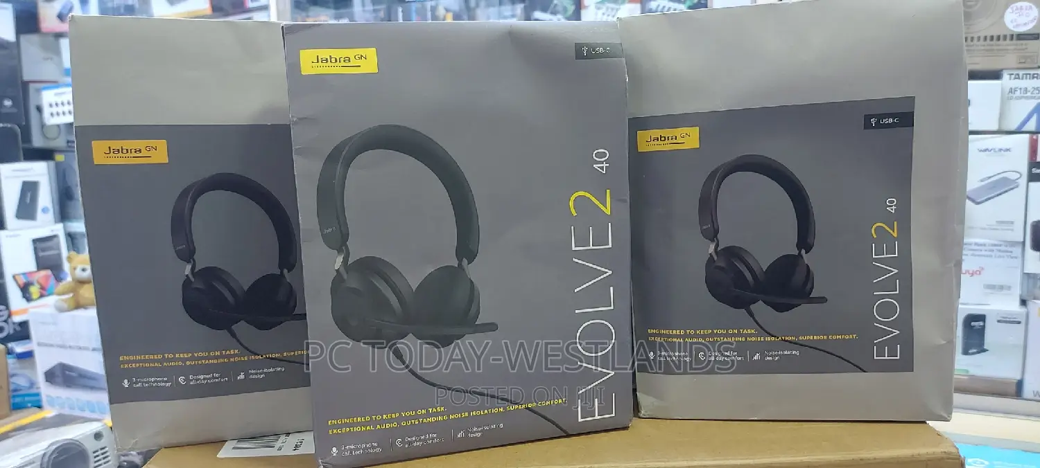 Jabra Evolve2 40 Stereo Wired on-Ear Headset Black USB-C