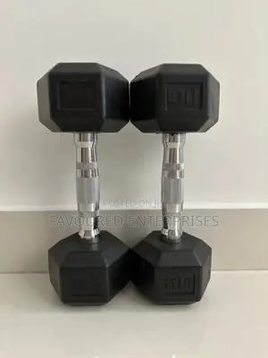 Single Hand Rubber Coated Hexagon Dumbbell 5 KG