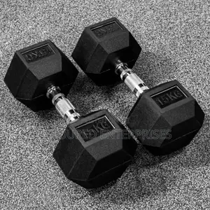 15kg Single Fixed(Hexagon Shaped) Rubber Dumbbells