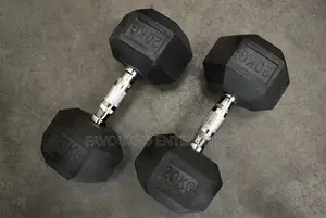 20kg Single Hand (Hexagon Shaped) Rubber Dumbbells