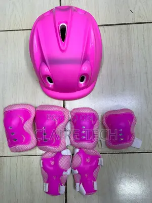Pink/Blue Helmet With Protective Gears 