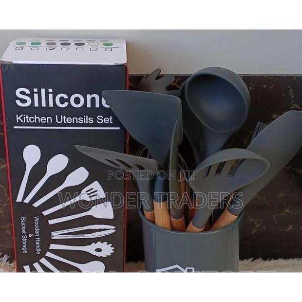 12pcs/11 PCS Silicone. Spoon*Black*Grey - main view
