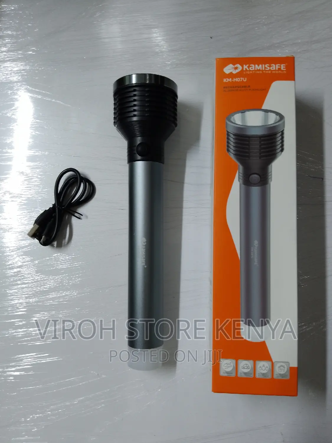 Kamisafe Flashlight Torch Aluminum Rechargeable LED Torch