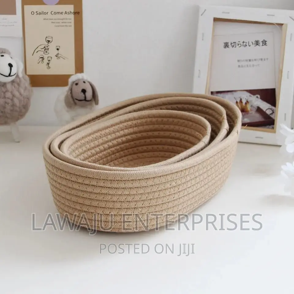 Beige Wooven Storage Baskets