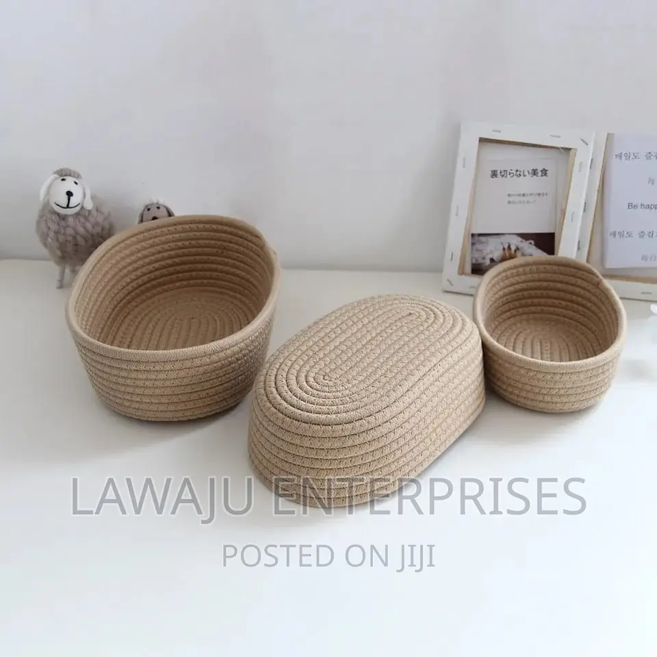 Beige Wooven Storage Baskets