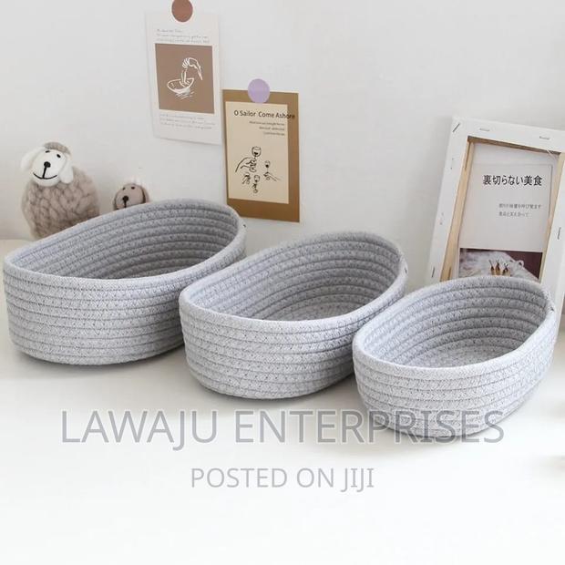 Grey Wooven Storage Baskets - thumbnail 2