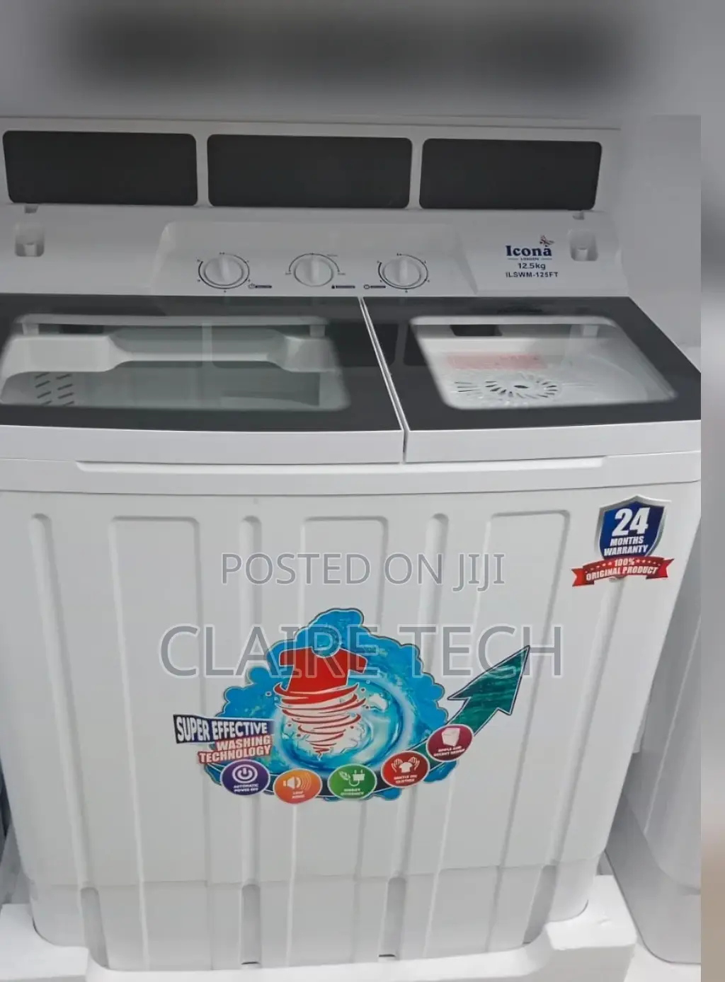 White 12.5 Kg Icona Twin Tub Washing Machine Top Load