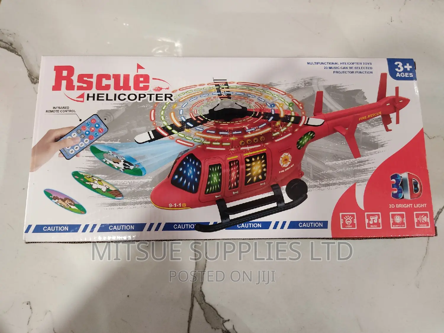 Toy Rescue Helicopter With 3D Lights -42x21x10cm