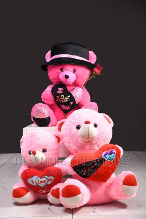 Pink Valentine Teddy Bears With a Hat - main view