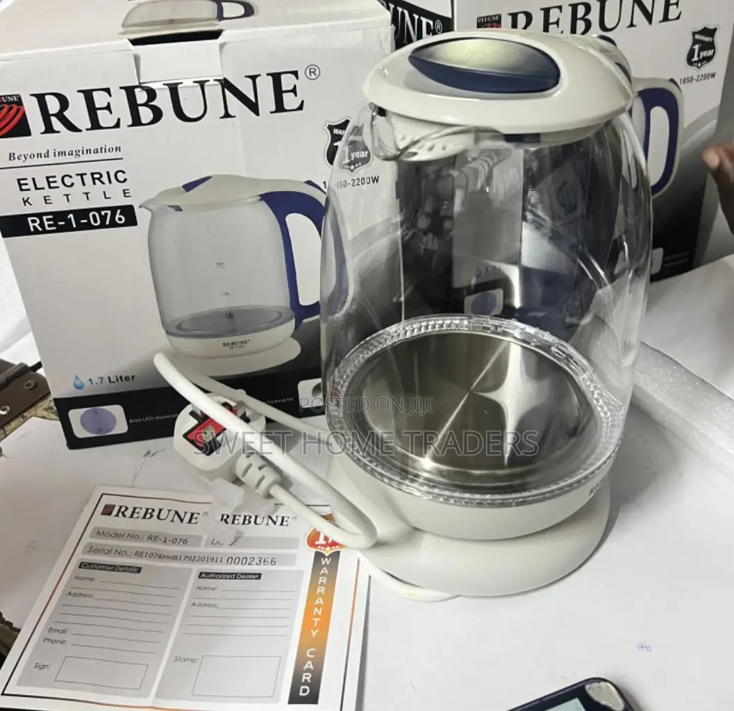 Glass Rebune Kettle 1.7 LTRS Illuniniting Warranty 1 Year
