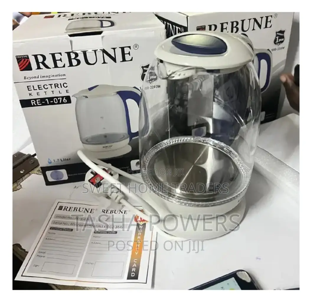 Clear Glass Rebune Kettle 1.7 LTRS Illuniniting