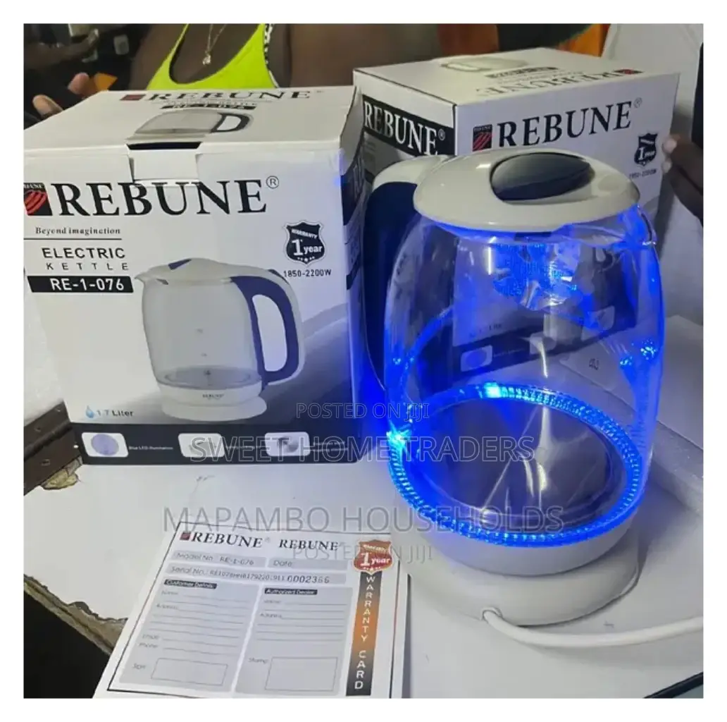 Glass Rebune Kettle 1.7 LTRS Illuniniting Warranty 1 Year ,