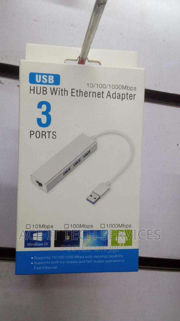 USB High Speed Hub 3 Ports Plus LAN Adapter - main view
