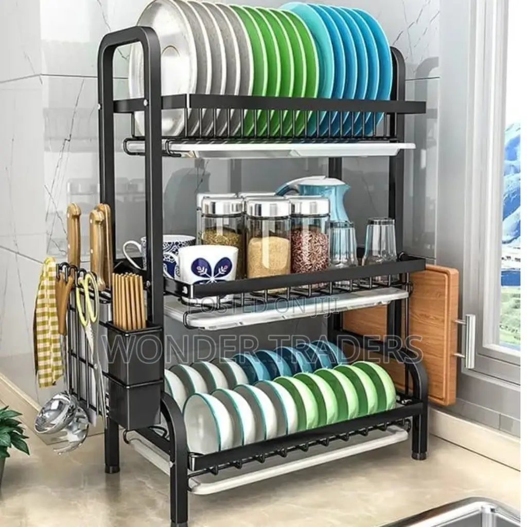 3 Tier Dish Rack With Cutlery Holder Chop Board Holder