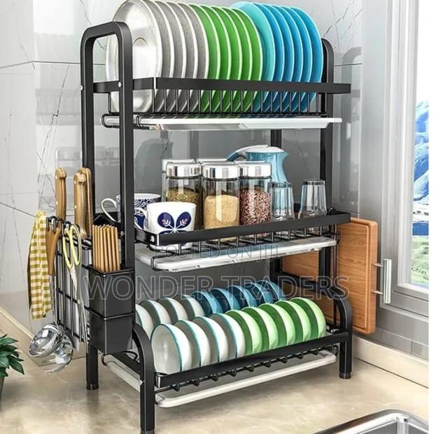 3 Tier Dish Rack With Cutlery Holder Chop Board Holder