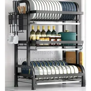 3 Tier Dish Rack With Cutlery Holder Chop Board Holder.