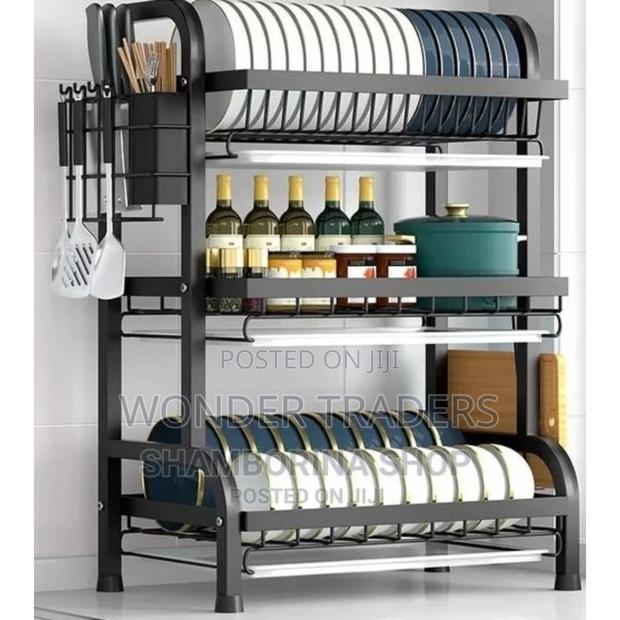 3 Tier Dish Rack With Cutlery Holder Chop Board Holder.