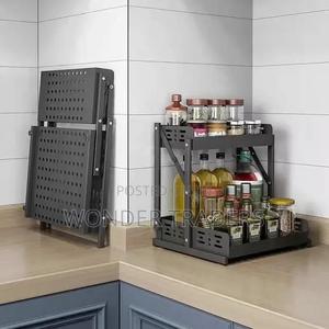 2tier Multifunctional Foldable Kitchen ,Spice Storage Rack - thumbnail 2