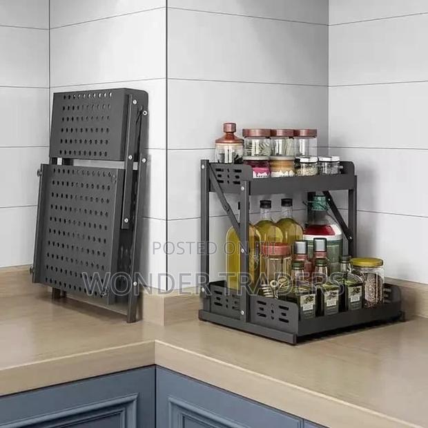 2tier Multifunctional Foldable Kitchen ,Spice Storage Rack - main view
