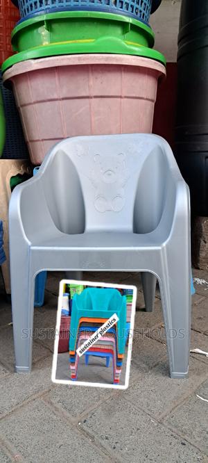 Gray Kids Plastic Chairs With Armrest - thumbnail 2