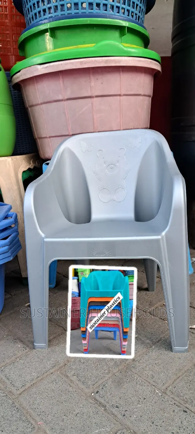Gray Kids Plastic Chairs With Armrest