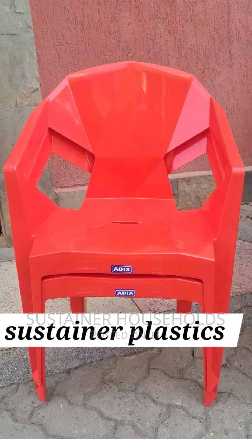 Chillie Red Adix Plastic Chairs With Armrest