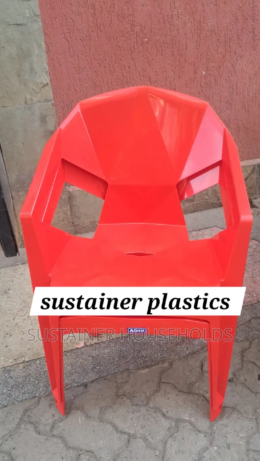Chillie Red Adix Plastic Chairs With Armrest