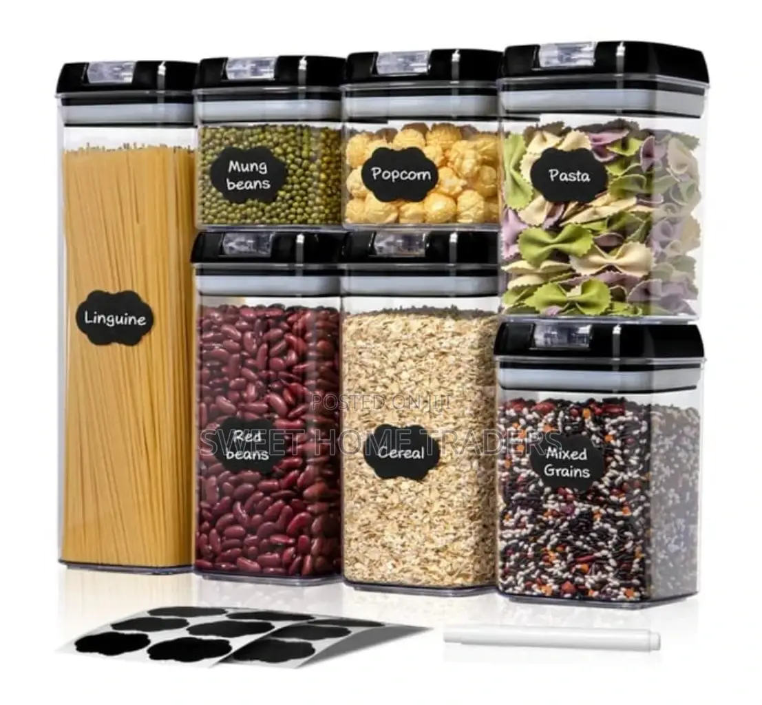 7pcs Transparent Acrylic Cereal Food/Pantry Containers 